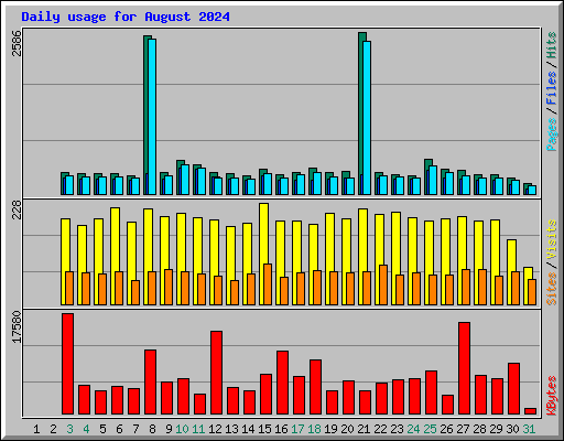 Daily usage for August 2024